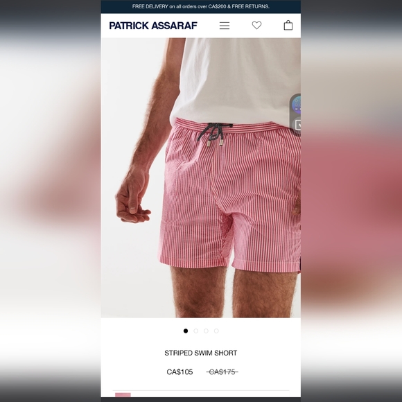 Patrick Assaraf Striped Seersucker Swim Short size S - Picture 3 of 4